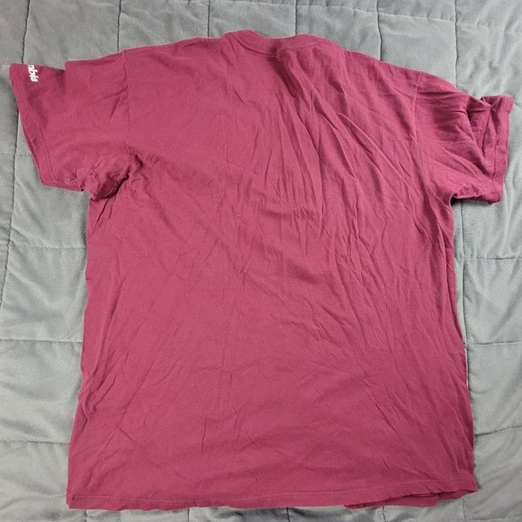 Columbia Mens XL Dark Red Logo Graphic Tshirt Sunset Mountain Short Sleeve - Picture 2 of 9